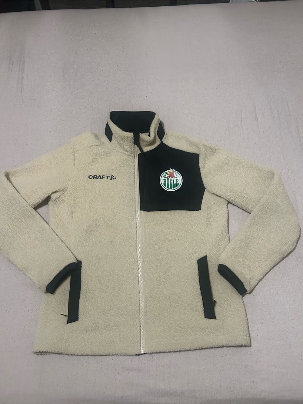 Craft Cream Teddy Jacket with Black Accent Panels